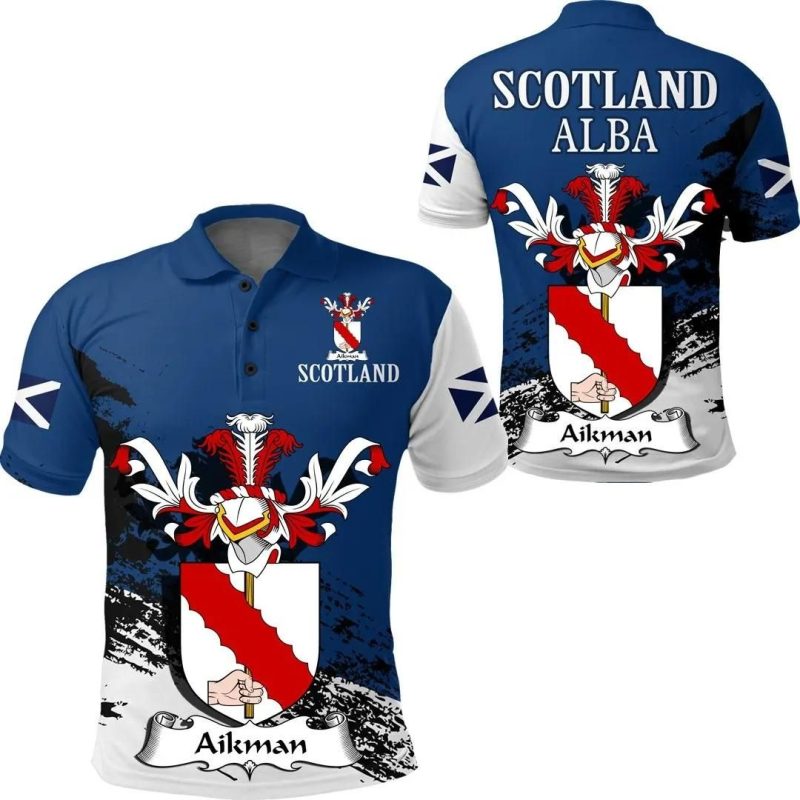 Aikman Scottish Family Crest Scotland Special Polo Shirt - Golf Shirt A7