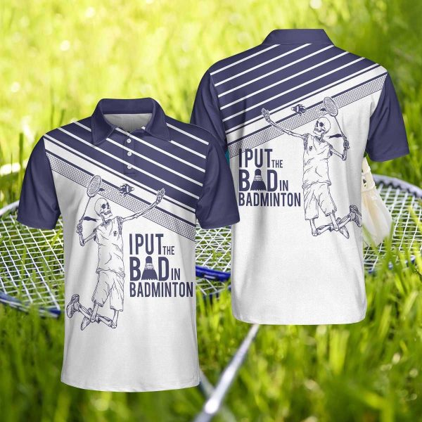 Funny Skull Badminton Player Polo Shirt #V